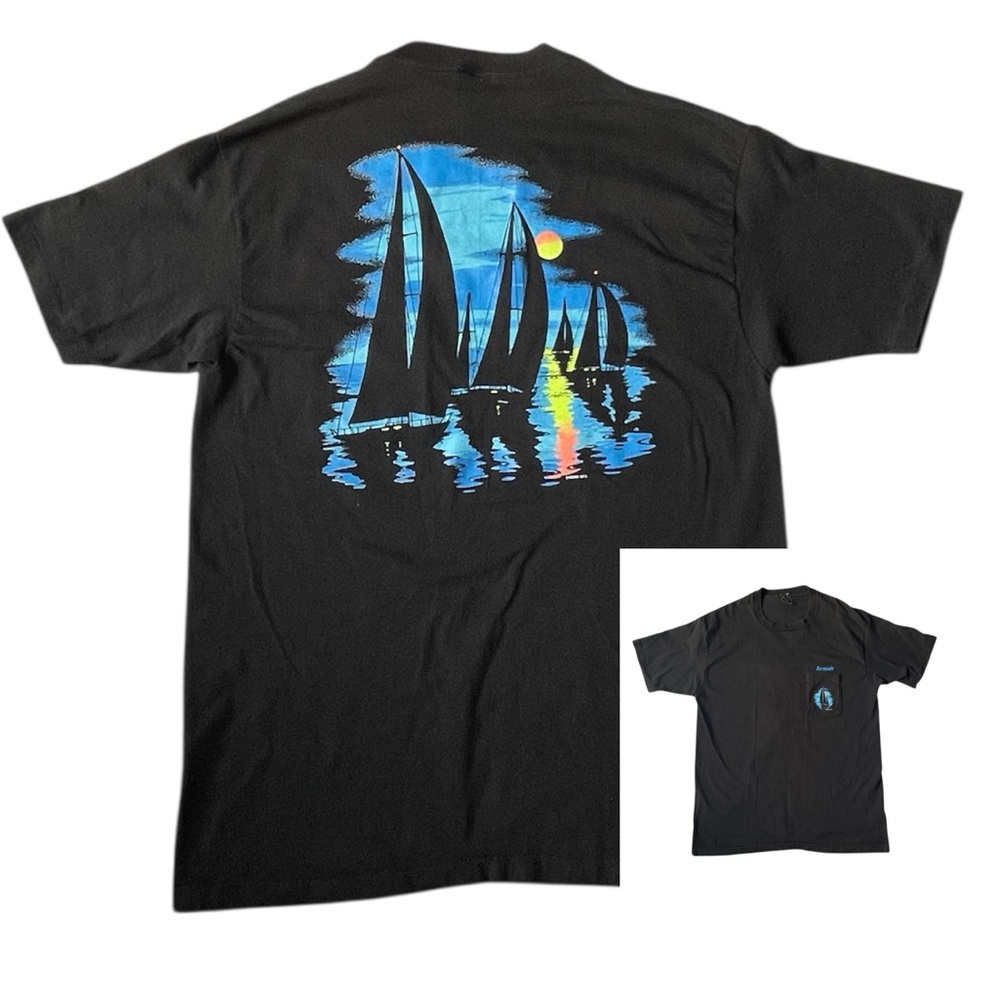 Vintage Sherry’s Best Bermuda Sailboats Single Stitch T Shirt XL USA Made 90’s